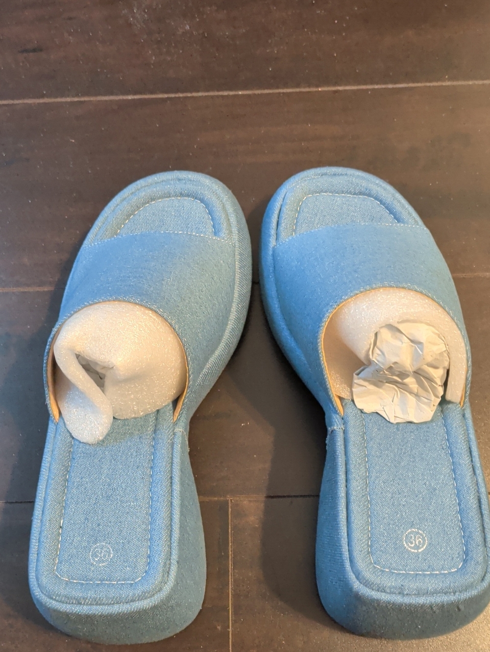 Women’s Light Blue Slide Mules with Cushioned Footbed